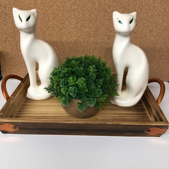 Other - Vintage Pair White Siamese Cat Figurines 7 inches